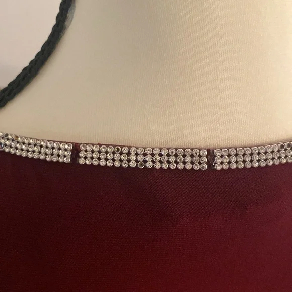Badgley Mischka studio size small dress maroon with silver stones - Picture 8 of 15